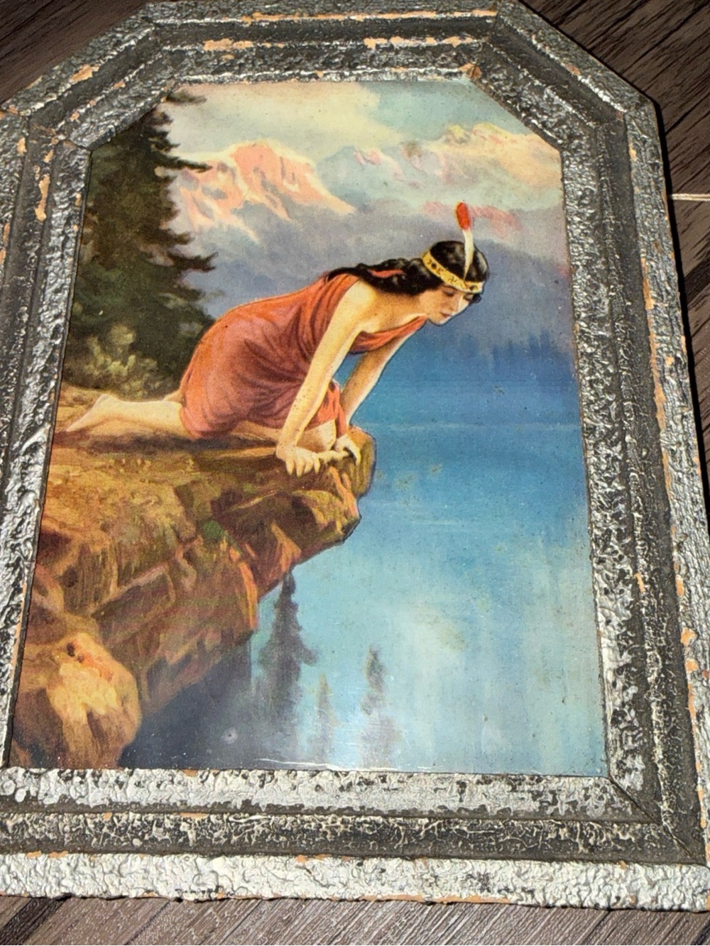 Native American girl vintage framed
